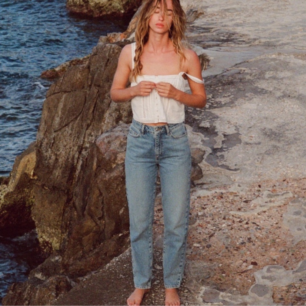 Zara Light Blue Straight Leg Jeans